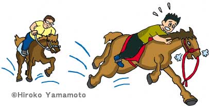 暴走する馬にしがみつくT君