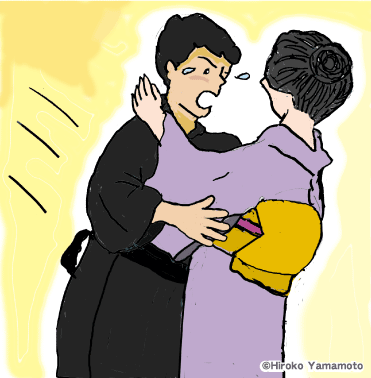 彼は大きな声で「おっ母様!!」と祖母に言い、祖母と彼は本当の親子のように抱き合いました。